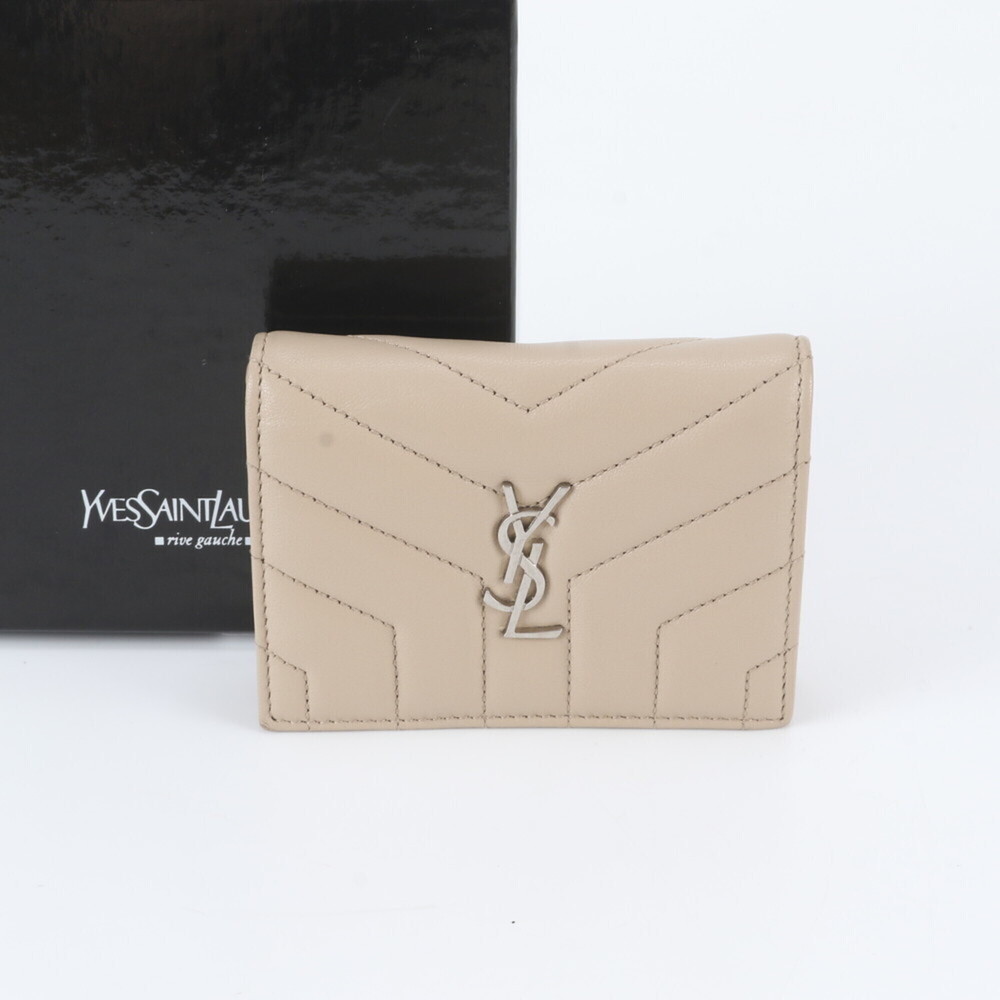 Yves Saint Laurent YSL Y-stitch quilted leather bi-fold wallet, compact walle...